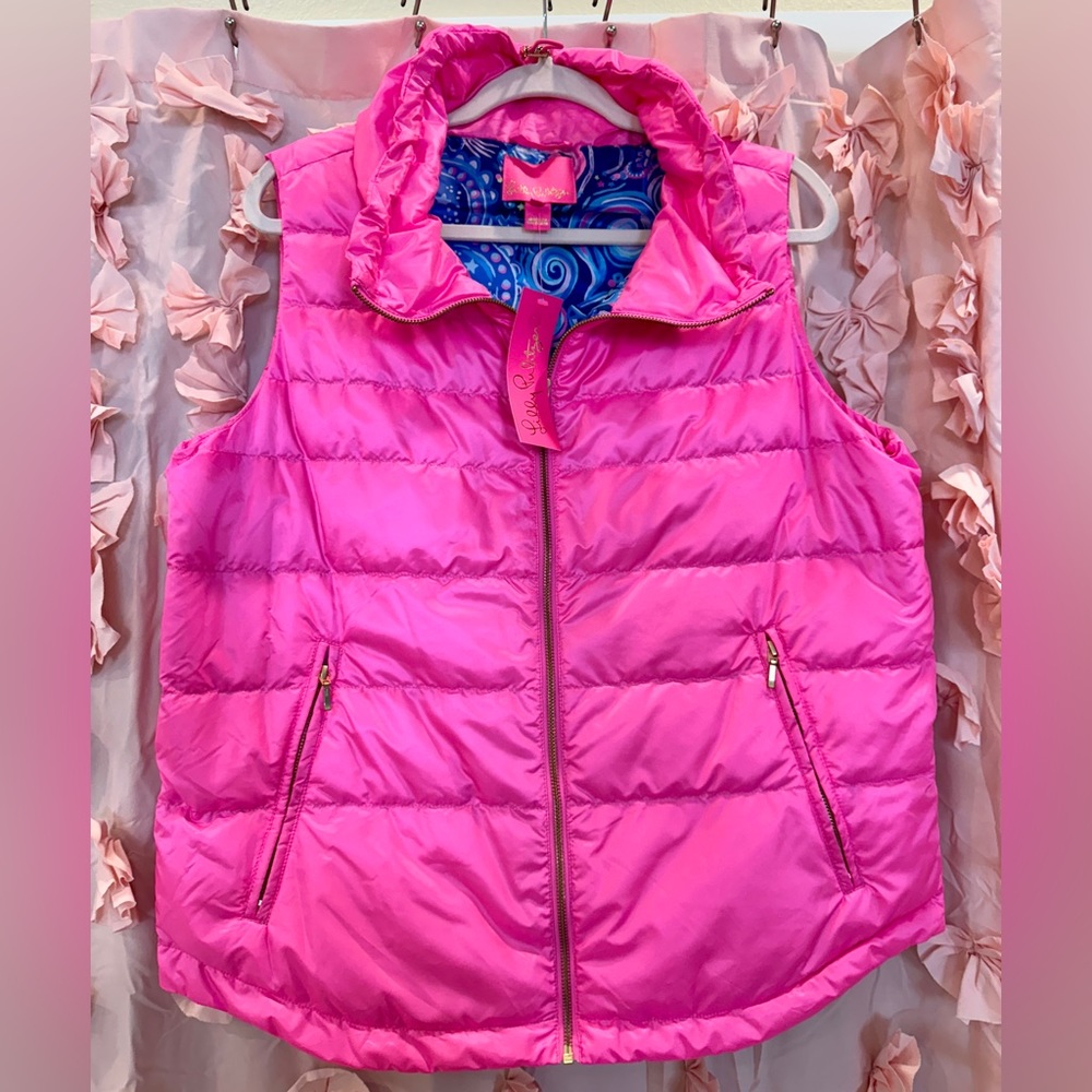 Lilly Pulitzer Hot Pink Quilted Puffer Vest NWT